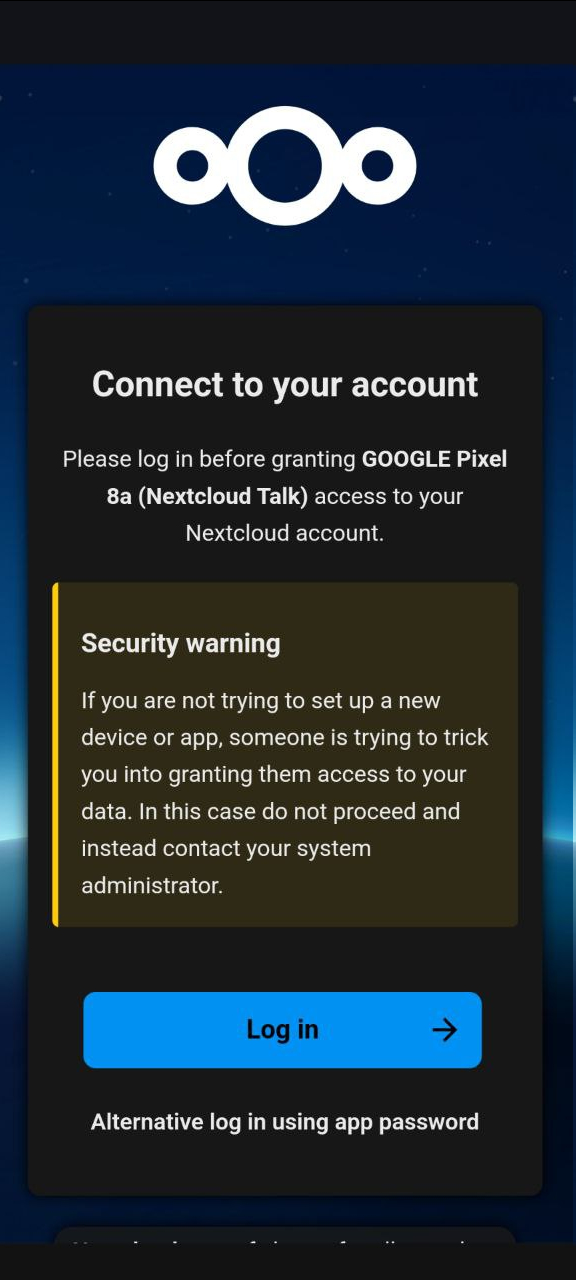 NextCloud Mobile Installation 2